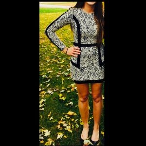 Beautiful Parker Black/White Long Sleeve Bodycon Dress Sz L